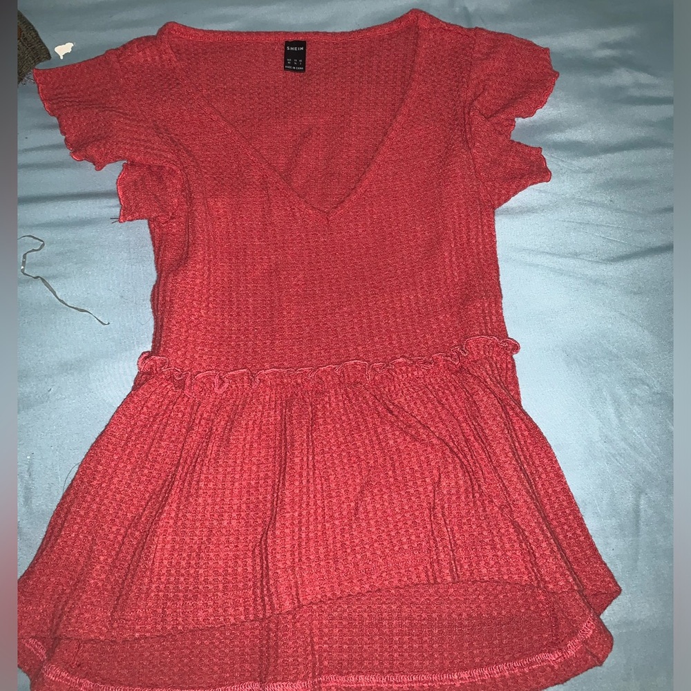 v neck red dress shirt